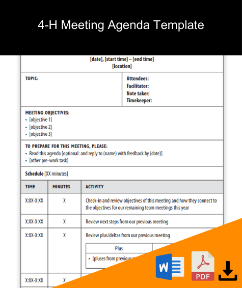 4 h meeting agenda template