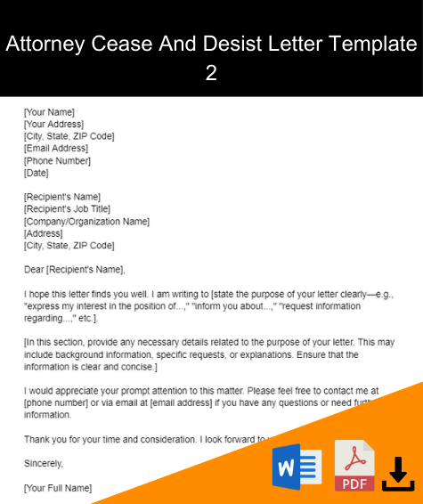 attorney cease and desist letter template