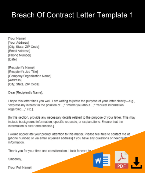 breach of contract letter template