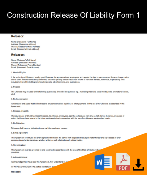 construction release of liability form