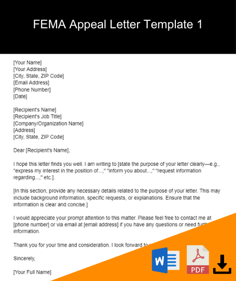 fema appeal letter template