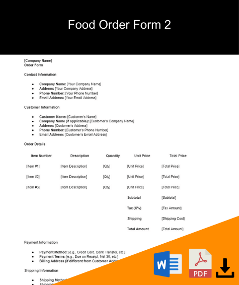 food order forms