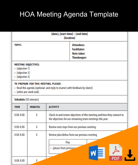 hoa meeting agenda template