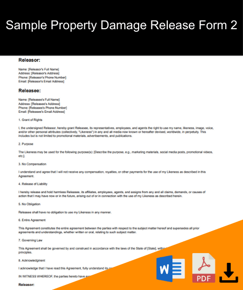 sample property damage release form