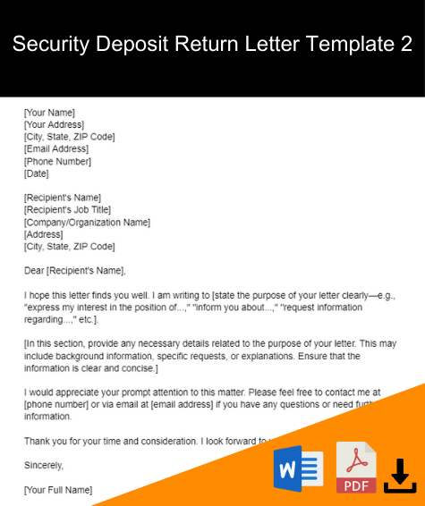 security deposit return letter template